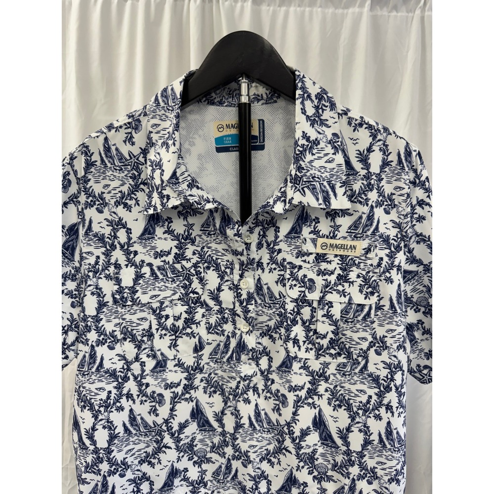 Magellan Outdoors Southern Summer Sailboat Print Fishing Shirt Dress Sz XXL - Picture 5 of 16